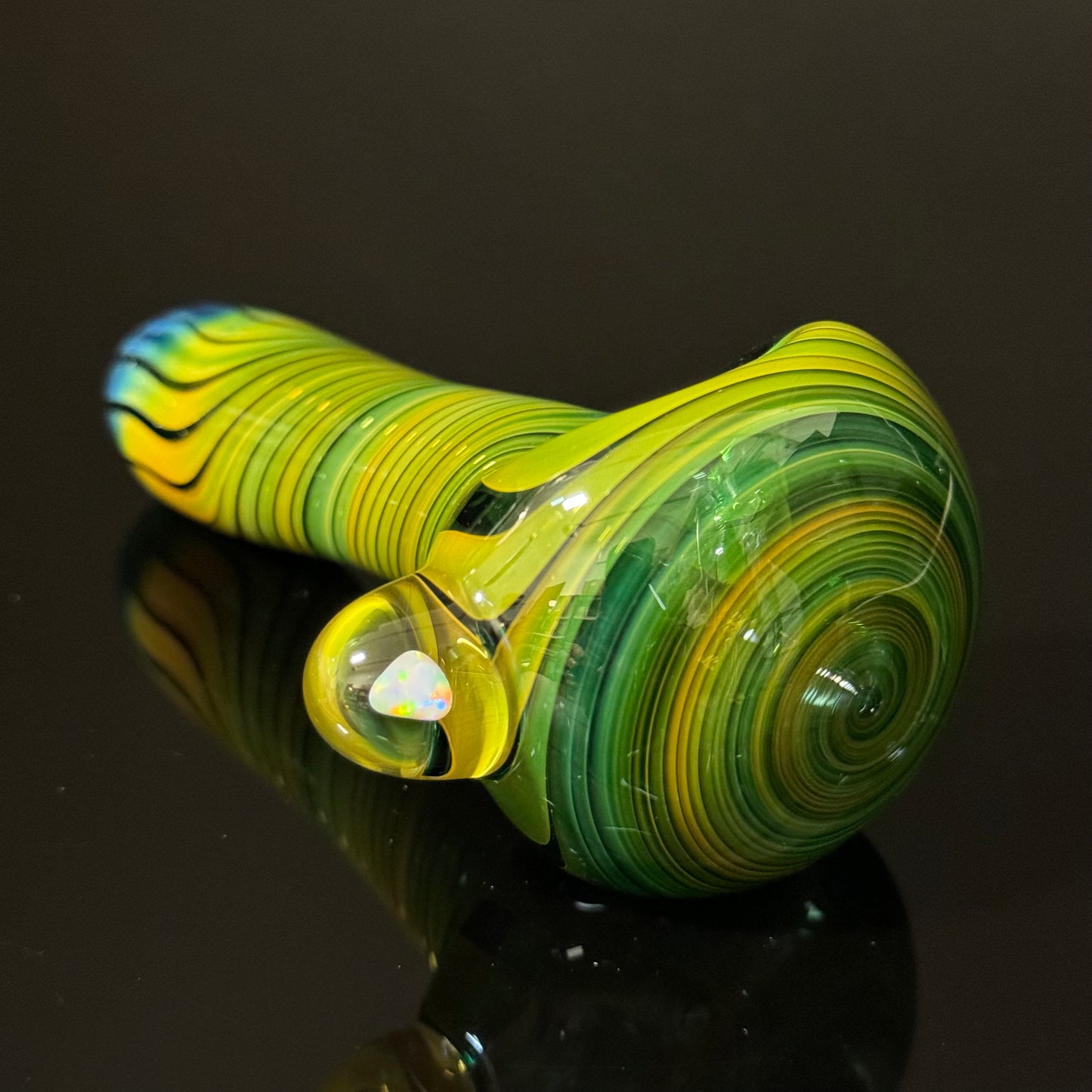 Gilson Opsl on a Green Wrapped Glass Pipe Heady Pipe Hand Blown