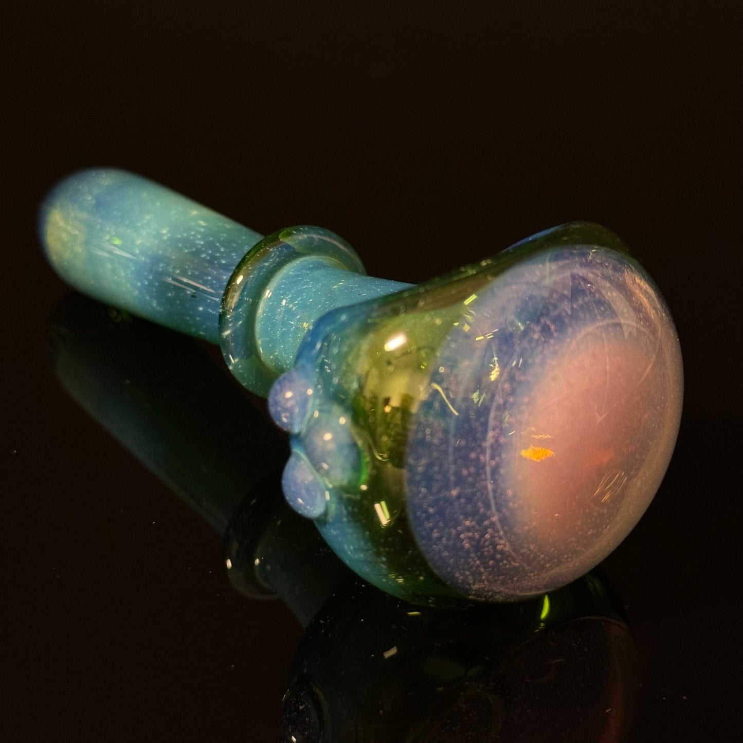 Green with Pink Slyme Glass Heady Pipe Hand Blown