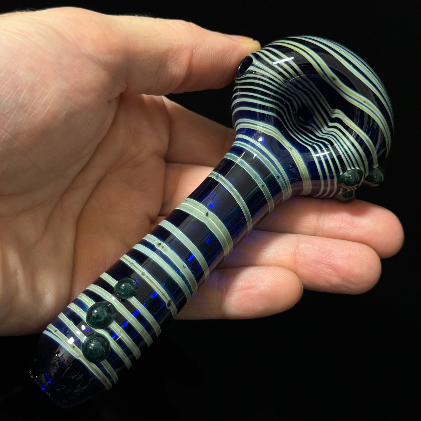 Blue Cobalt Wrapped Color Glass Heady Pipe Hand Blown