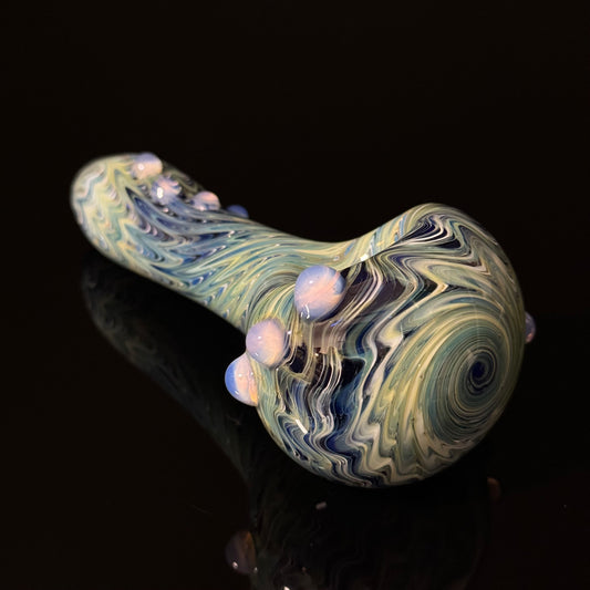 Blue & Green Cobalt Wrapped Color Glass Heady Pipe Hand Blown