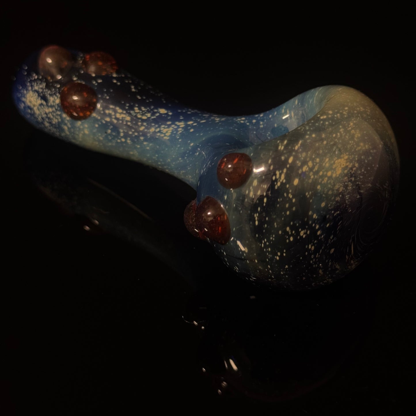 Blue with Slyme Space Galaxy Nebula Glass Pipe Silver Fumed Glass Pipe, Heady Hand Blown