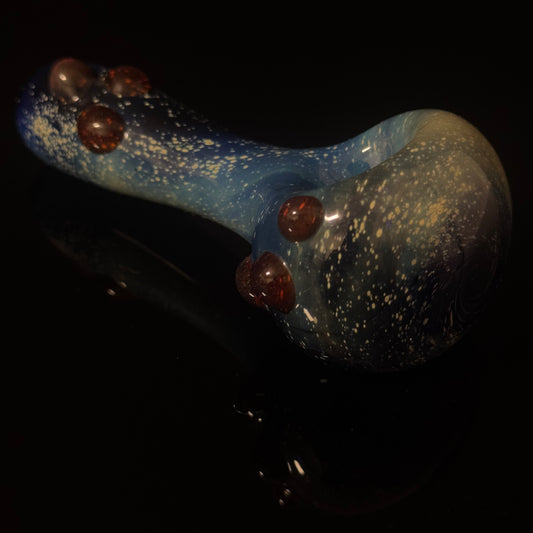 Blue with Slyme Space Galaxy Nebula Glass Pipe Silver Fumed Glass Pipe, Heady Hand Blown