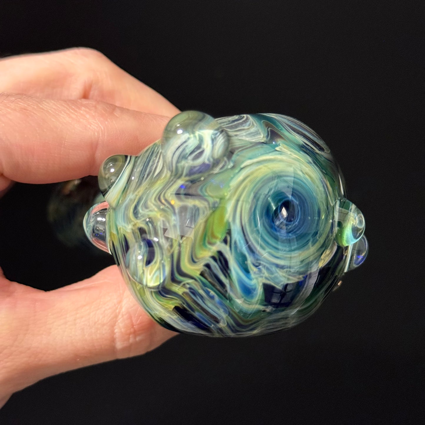 Blue & Green Cobalt Wrapped Color Glass Heady Pipe Hand Blown