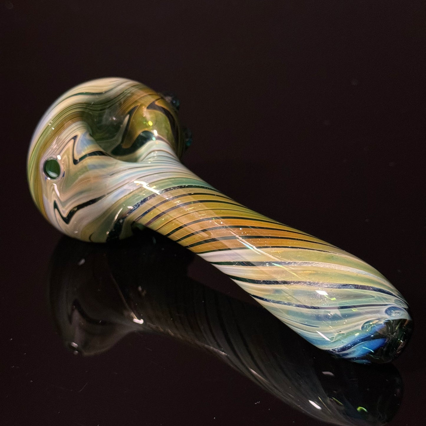 Blue Cobalt Wrapped Color Glass Heady Pipe Hand Blown