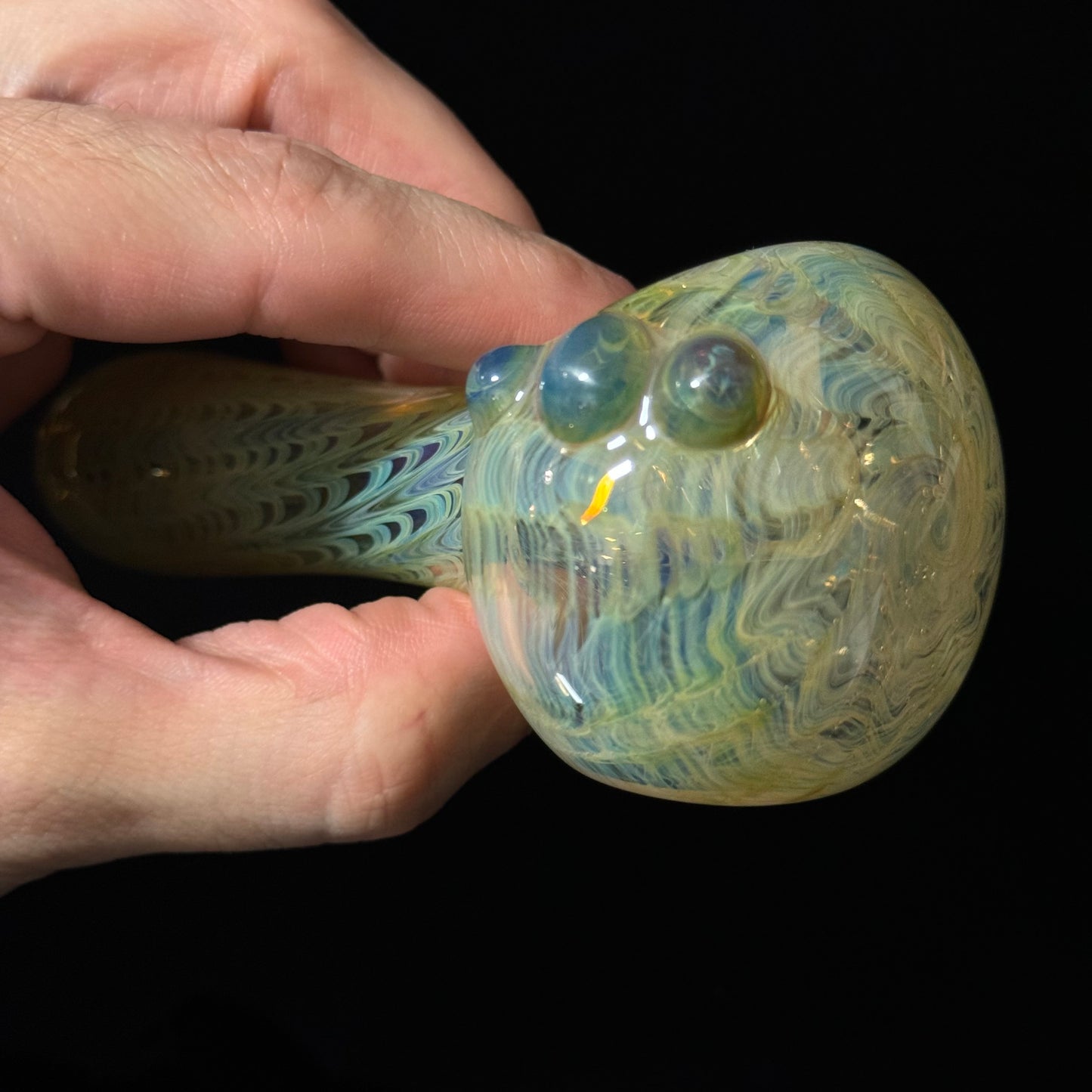 Wrap & Rake Color Changing Glass Heady Pipe Hand Blown