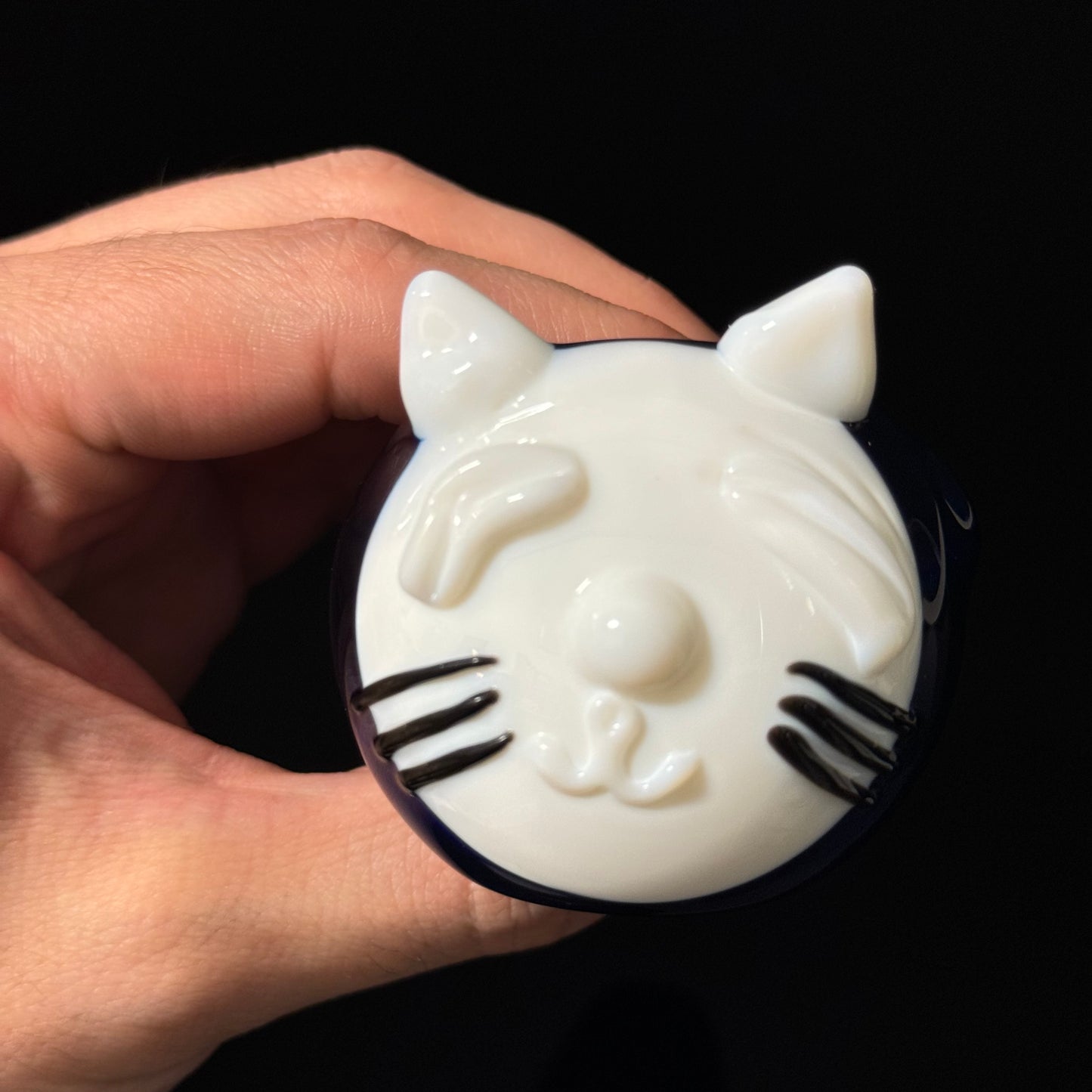 Cat Face White Glass Pipe Heady Pipe Hand Blown Cat Pipe