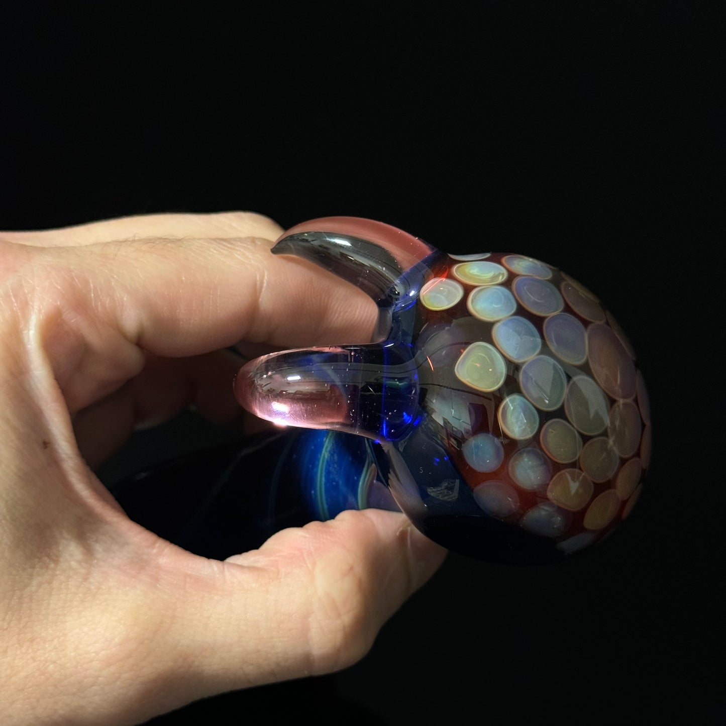 Blue Amber Honeycomb Glass Heady Pipe Hand Blown