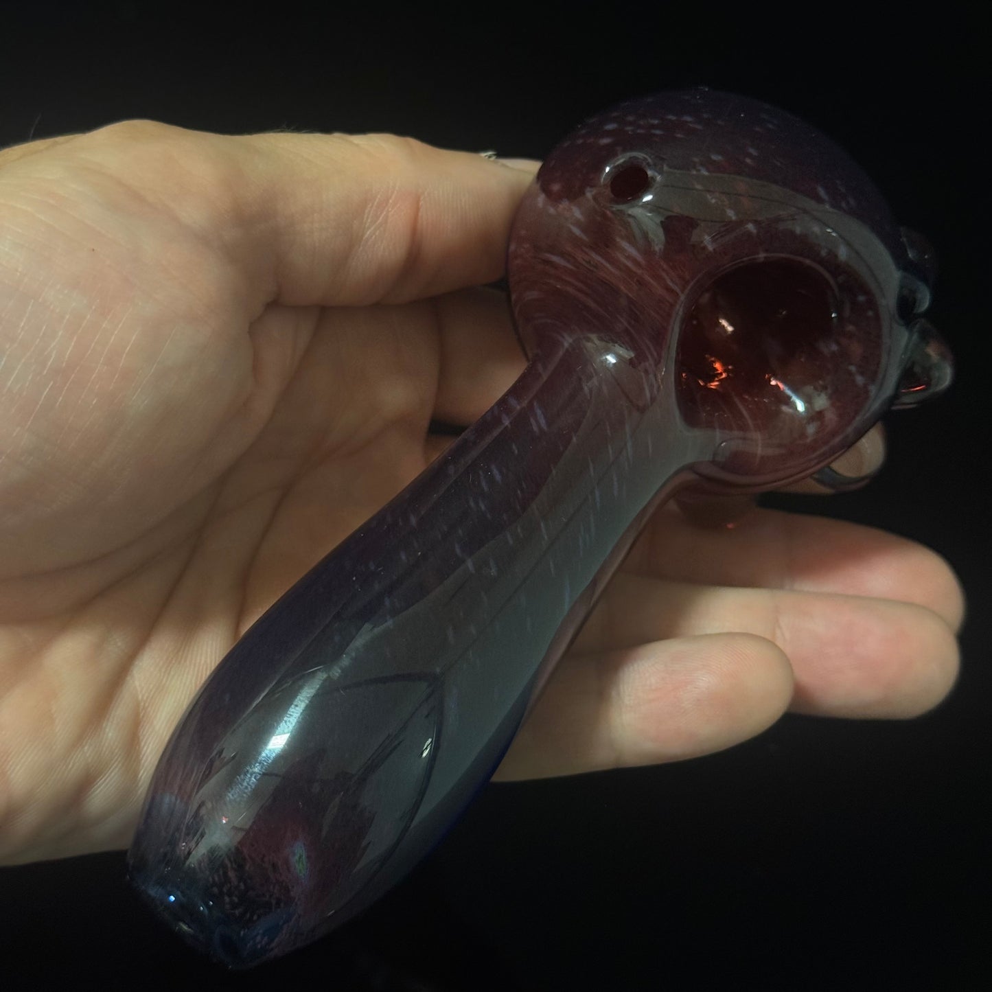 Multicolor Maroon Purple Inside Out Glass Pipe Heady Pipe Hand Blown Extra Thick