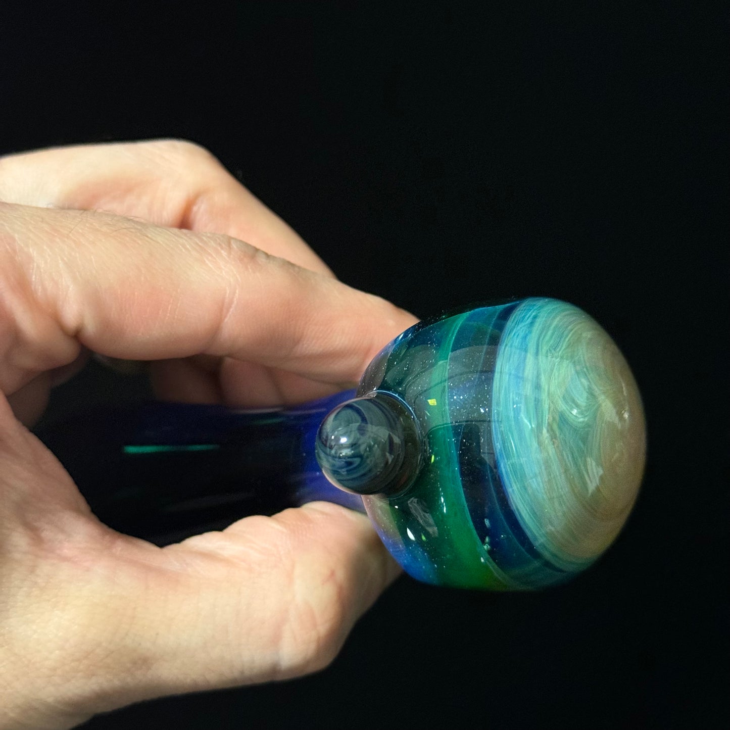 Blue Fumed Cobalt Wrapped Color Glass Heady Pipe Hand Blown