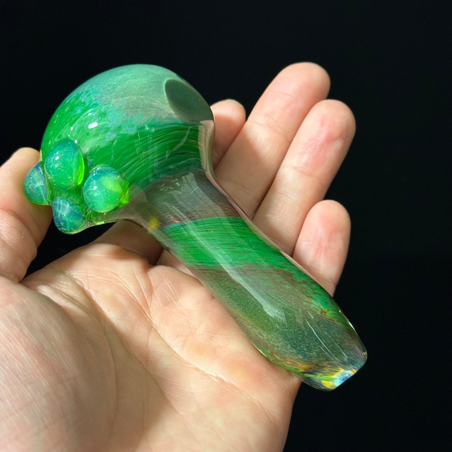 Green & Blue Inside Out Glass Pipe Heady Pipe Hand Blown Extra Thick