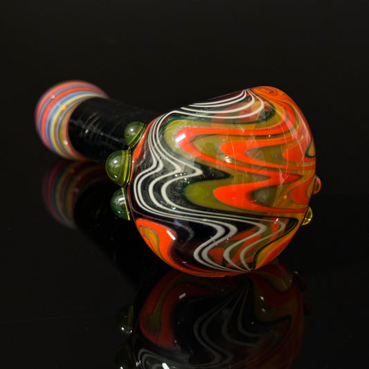 Full Linework Switchback Glass Pipe, Heady Hand Blown with An Opal