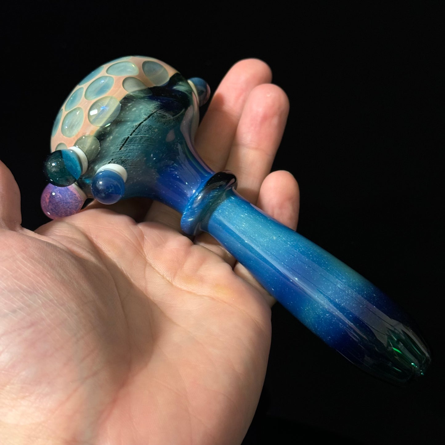 Blue Green Honeycomb Space Glass Pipe