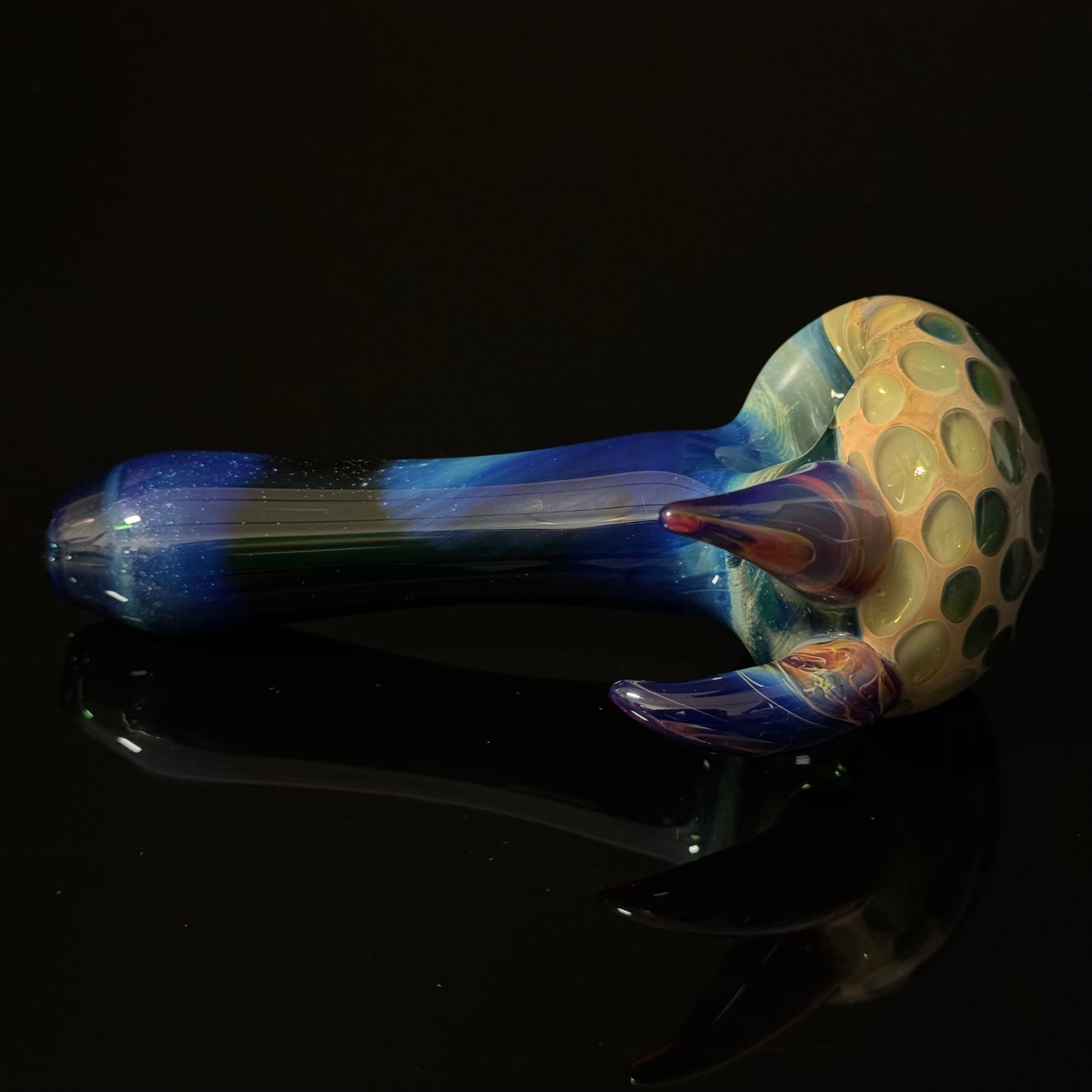 Blue Green Honeycomb Glass Heady Pipe Hand Blown