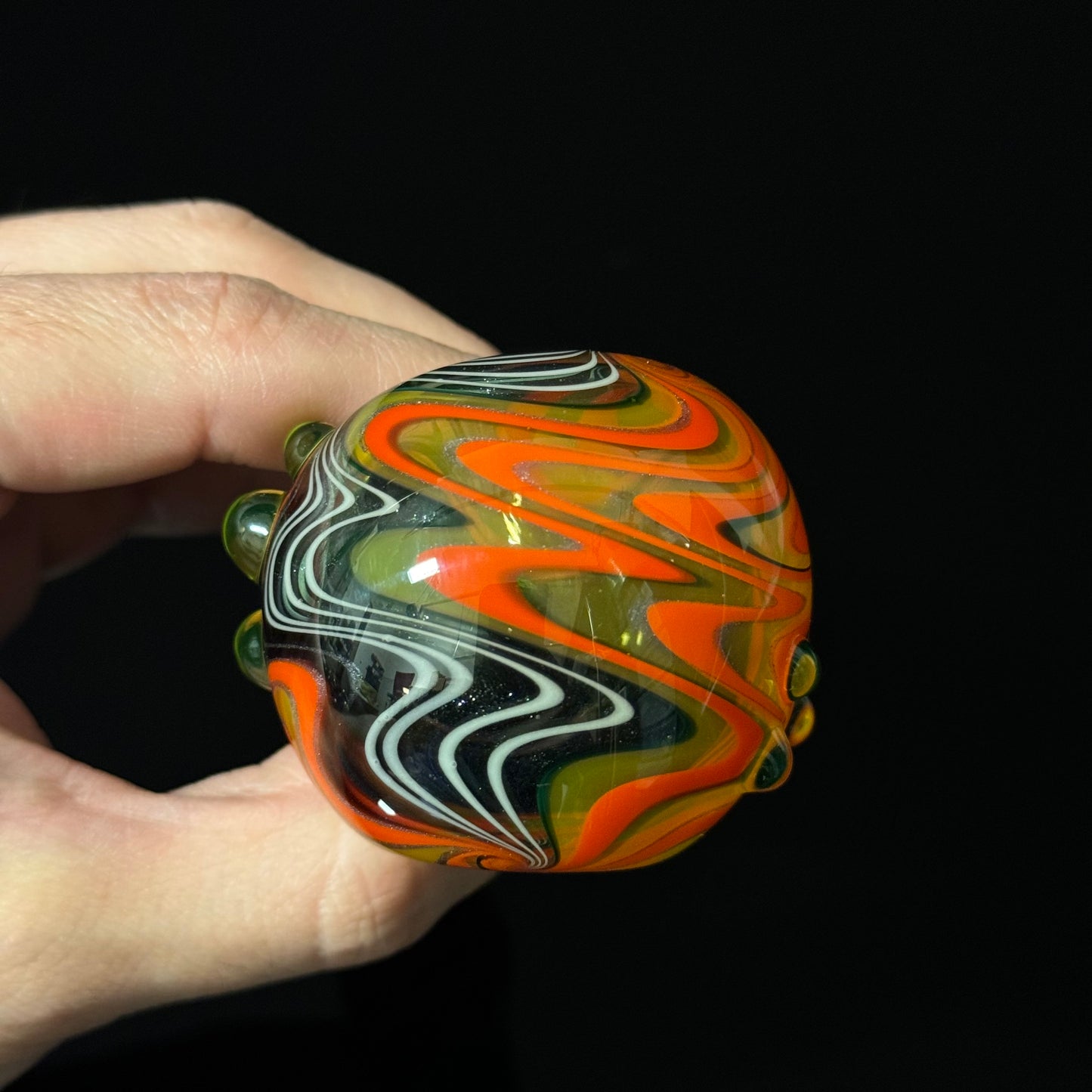 Full Linework Switchback Glass Pipe, Heady Hand Blown with An Opal