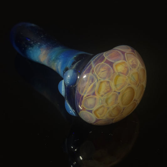 Blue Space Galaxy Honeycomb Glass Heady Pipe Hand Blown