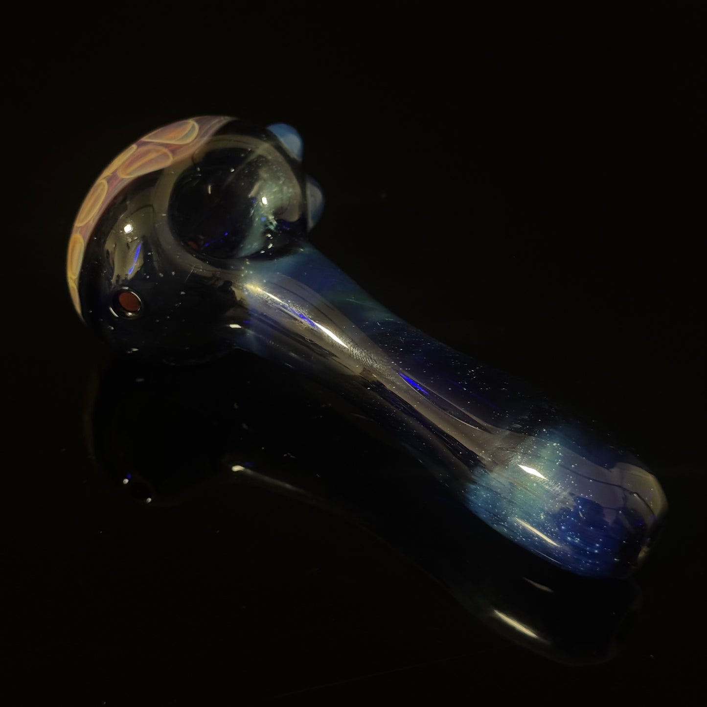Blue Space Galaxy Honeycomb Glass Heady Pipe Hand Blown