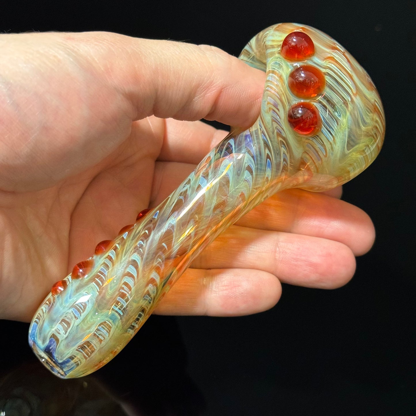 Wrap & Rake Color Changing Glass Heady Pipe Hand Blown