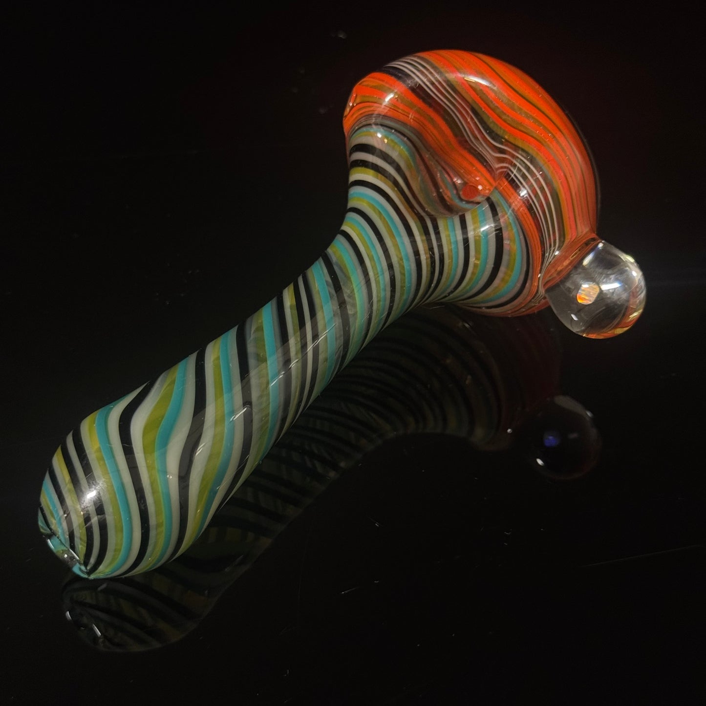 Full Linework Switchback Glass Pipe, Heady Hand Blown with An Opal