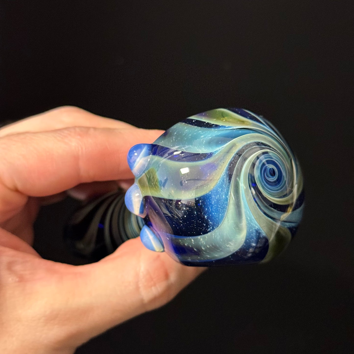 Blue Cobalt Wrapped Color Glass Heady Pipe Hand Blown