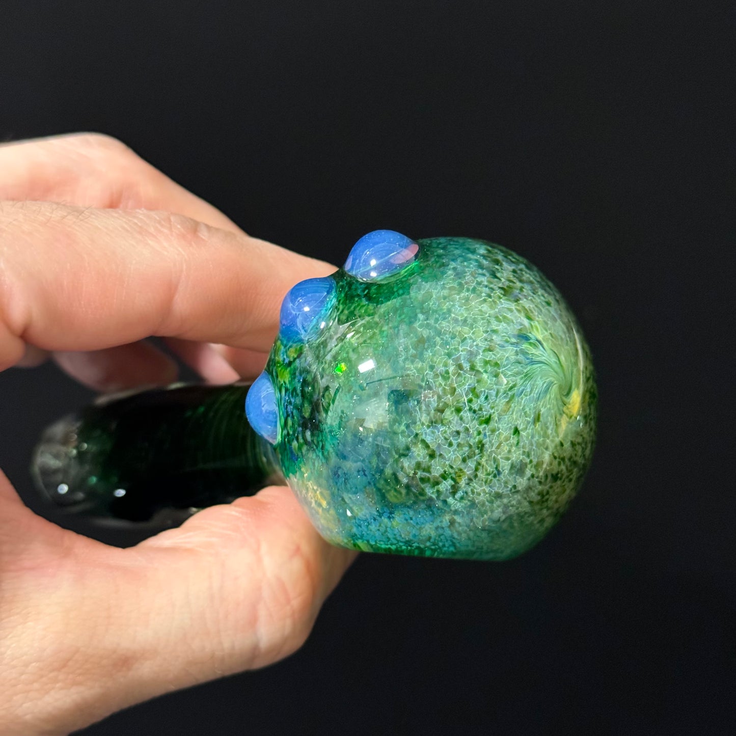 Inside out Black & Green Glass Pipe Heady Pipe Hand Blown Extra Thick