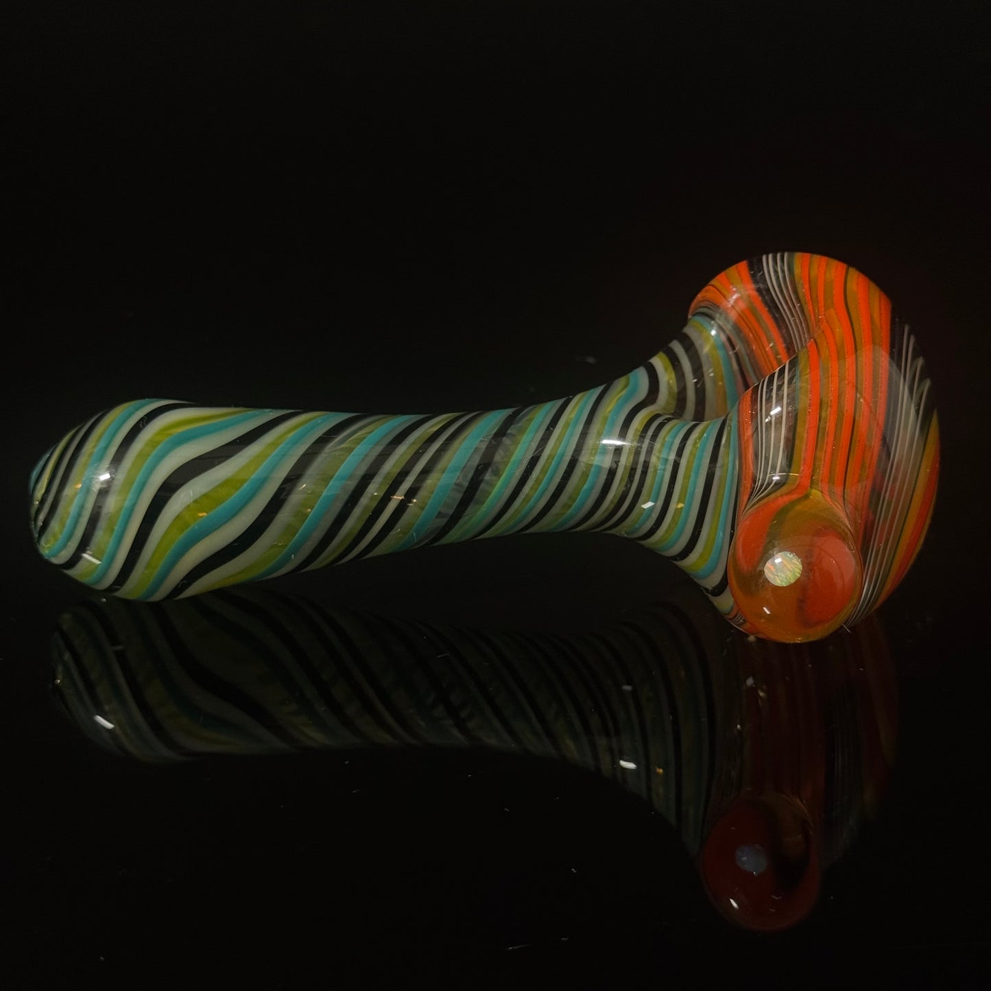 Full Linework Switchback Glass Pipe, Heady Hand Blown with An Opal