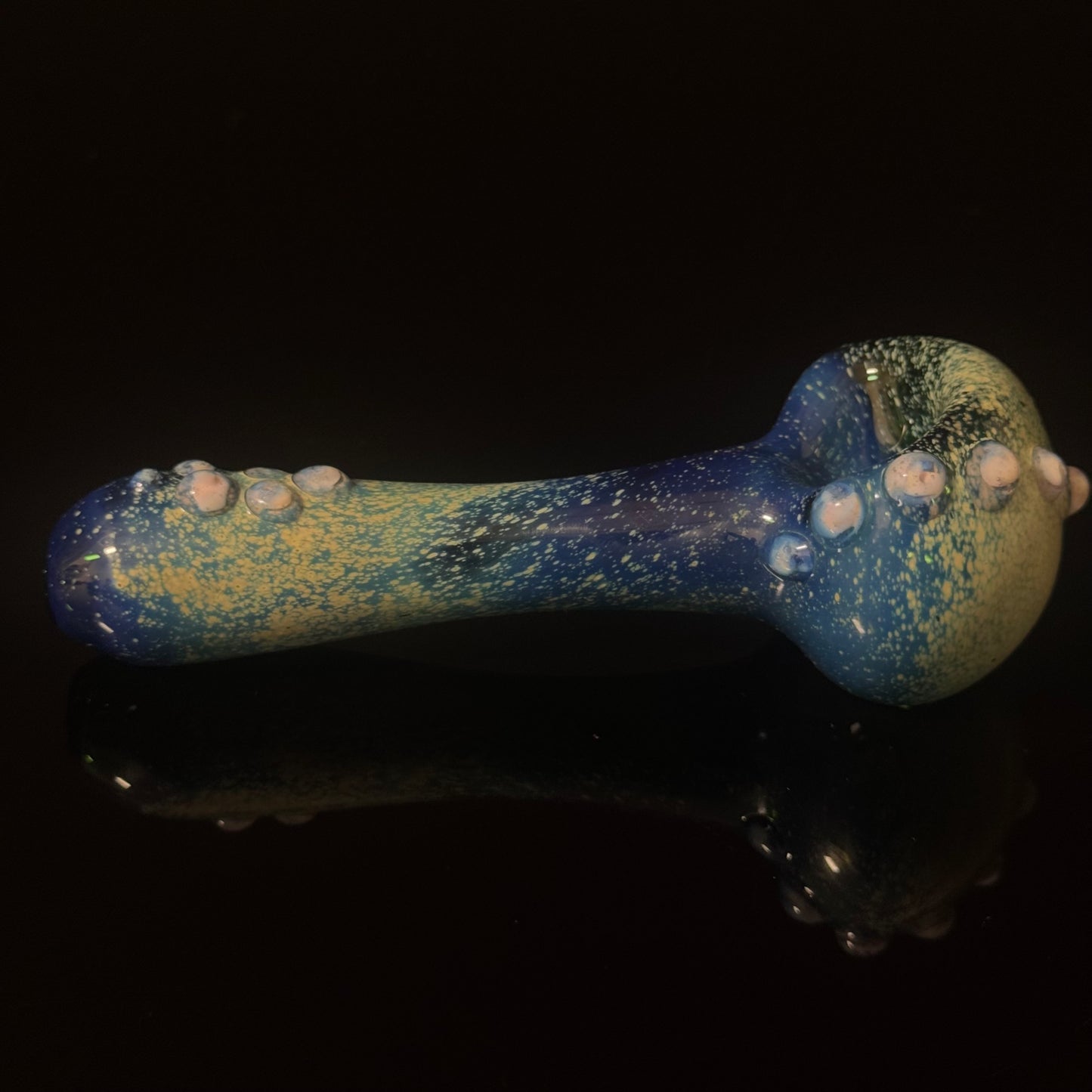 Blue with Pink Slyme Space Galaxy Nebula Glass Pipe Silver Fumed Glass Pipe, Heady Hand Blown