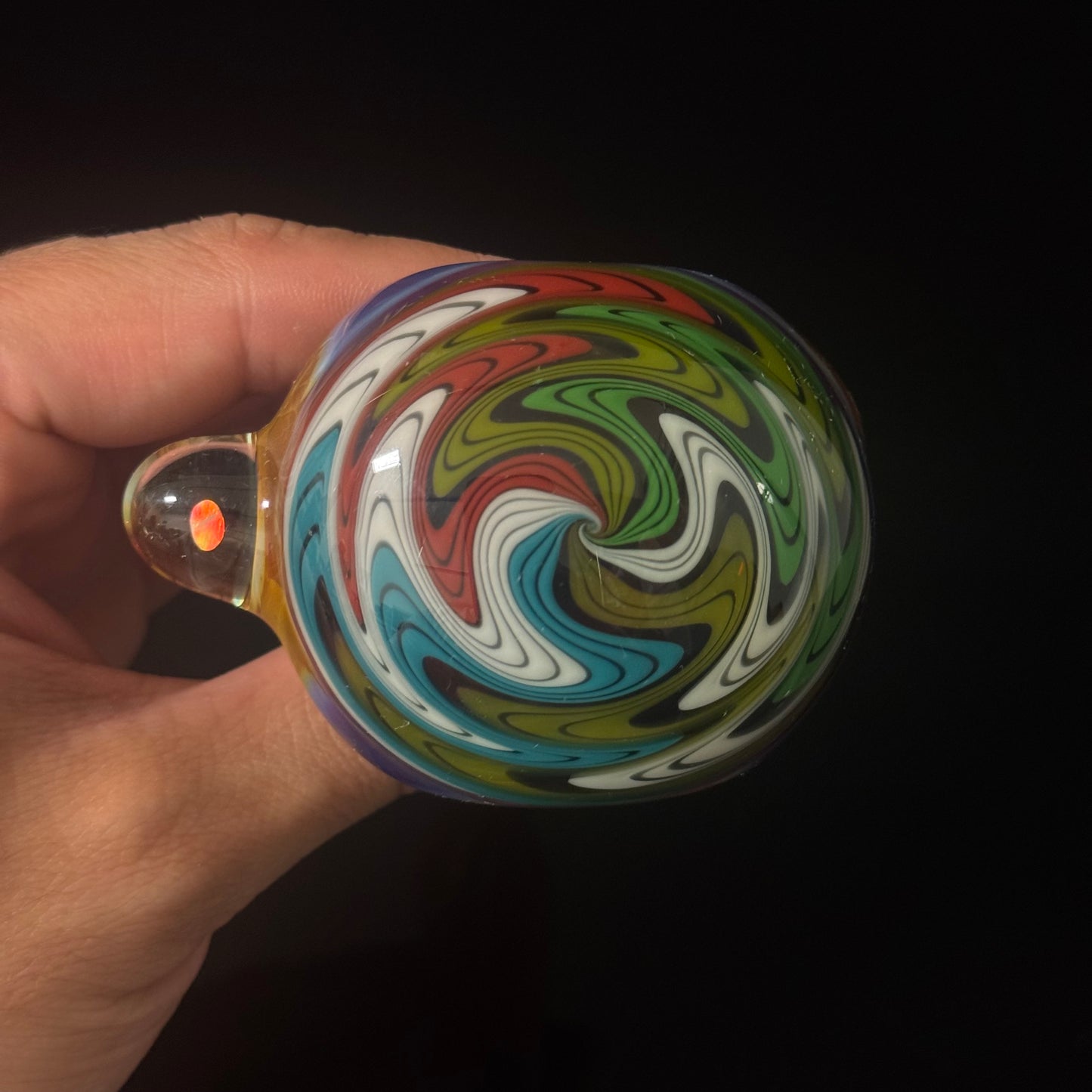 Full Linework Switchback Glass Pipe, Heady Hand Blown with An Opal