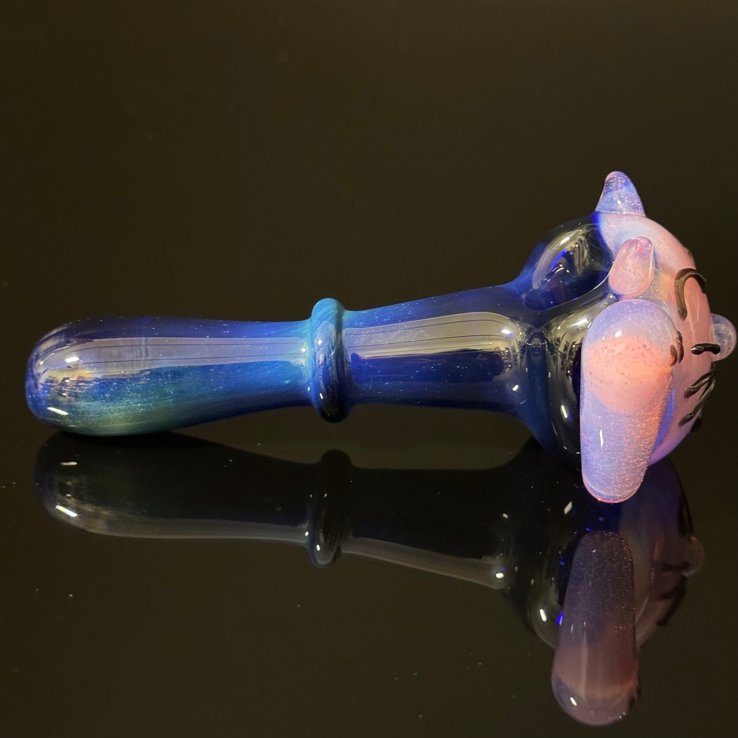 Cat Face Pink Slyme Glass Pipe Heady Pipe Hand Blown Cat Pipe