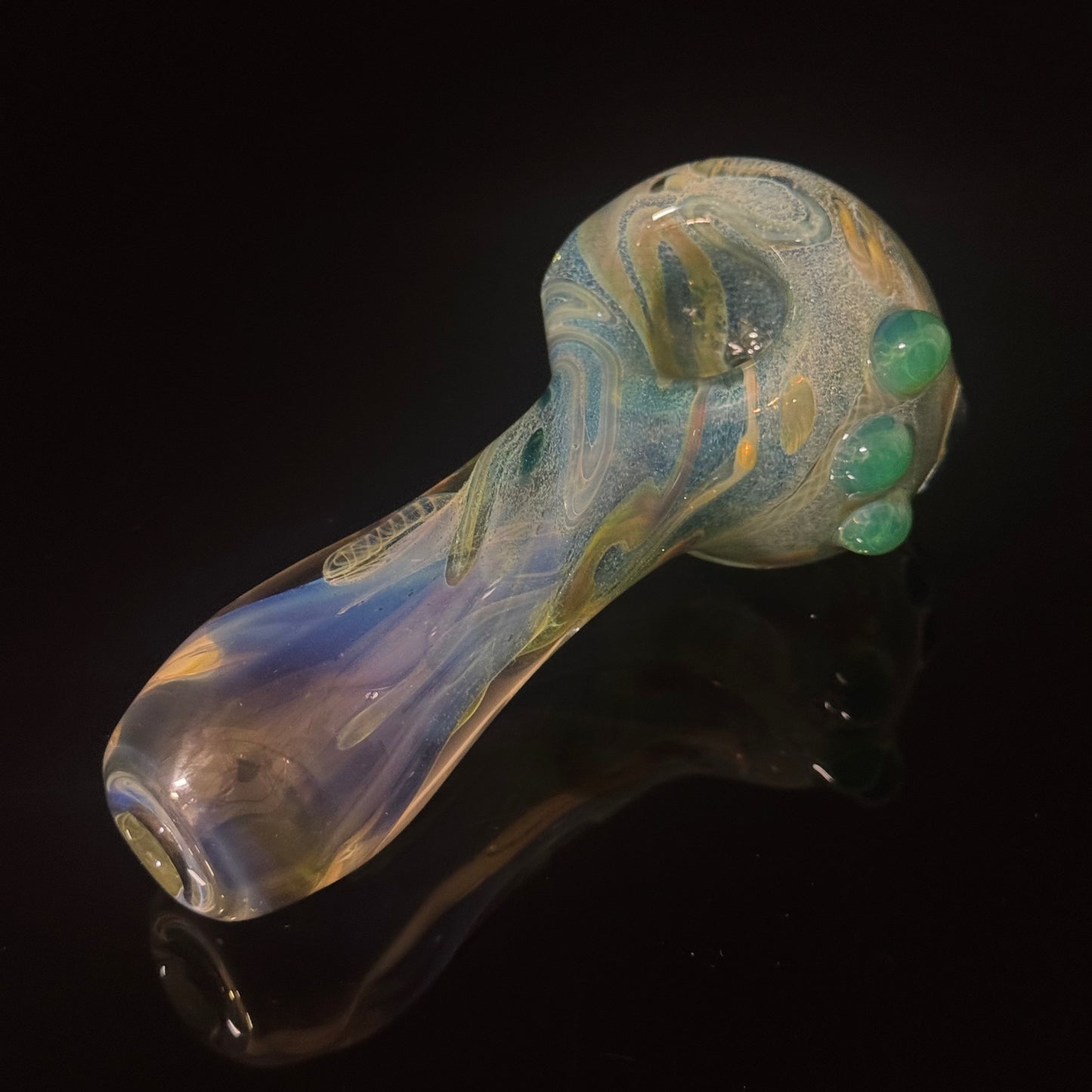 Green Multicolor Inside Out Glass Pipe Heady Pipe Hand Blown Extra Thick