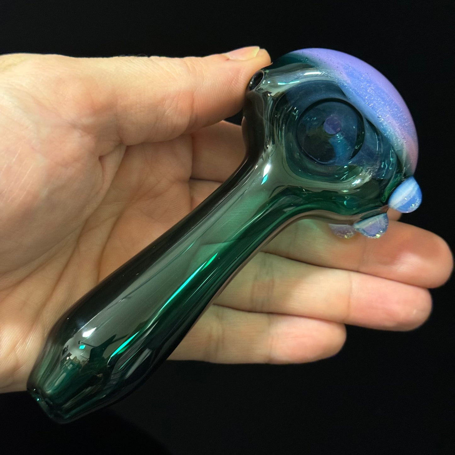 Green with Pink Slyme Glass Heady Pipe Hand Blown