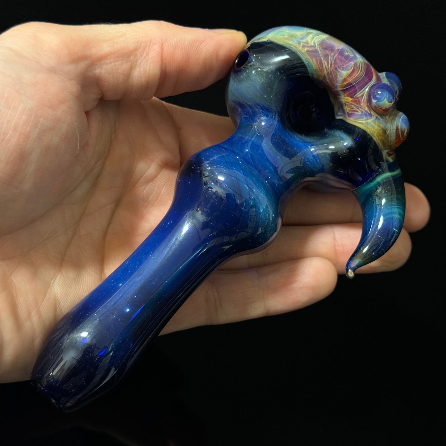 Blue Purple Marbeling affect Glass Heady Pipe Hand Blown