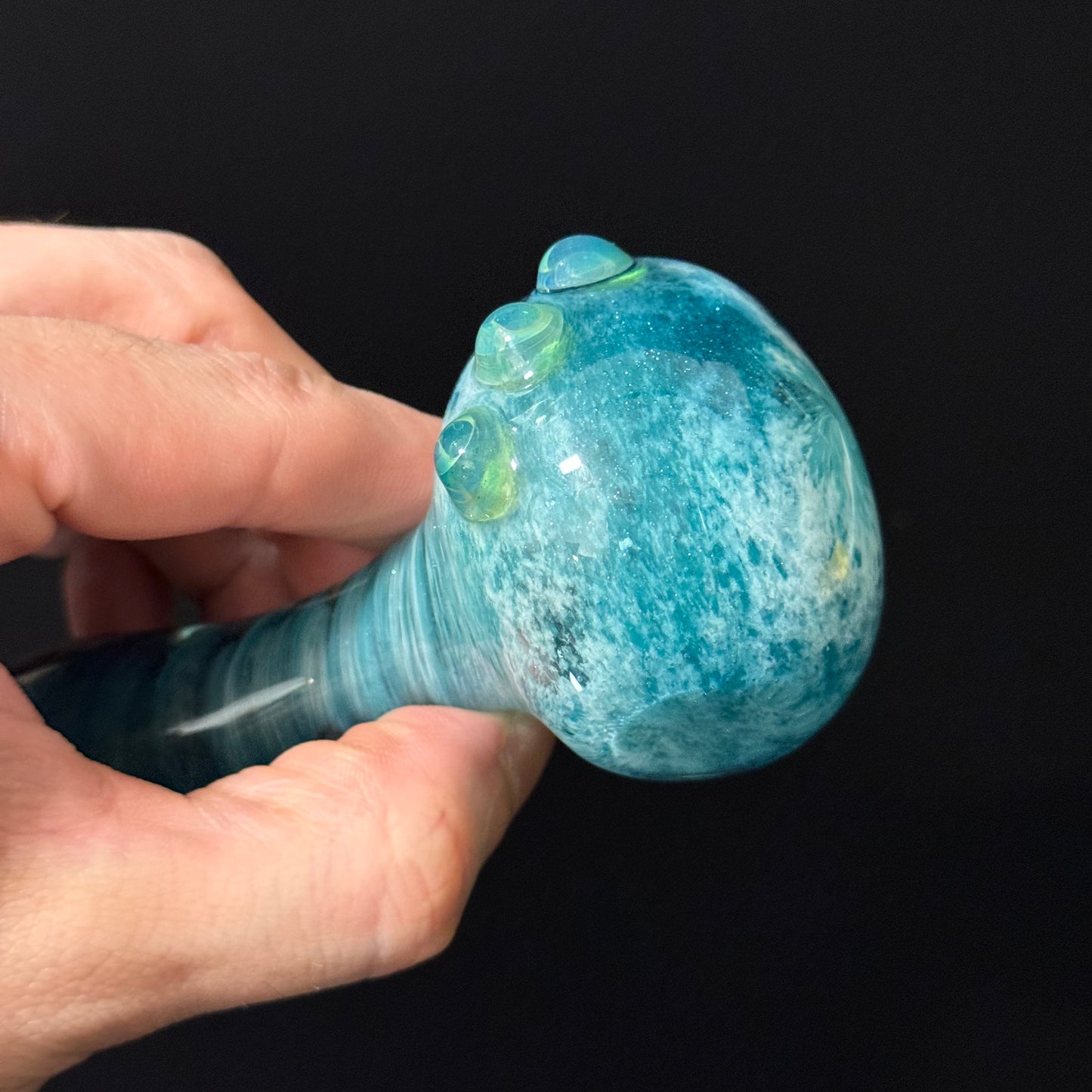 Heavy Inside out Sparkle Blue & White Glass Pipe Heady Pipe Hand Blown