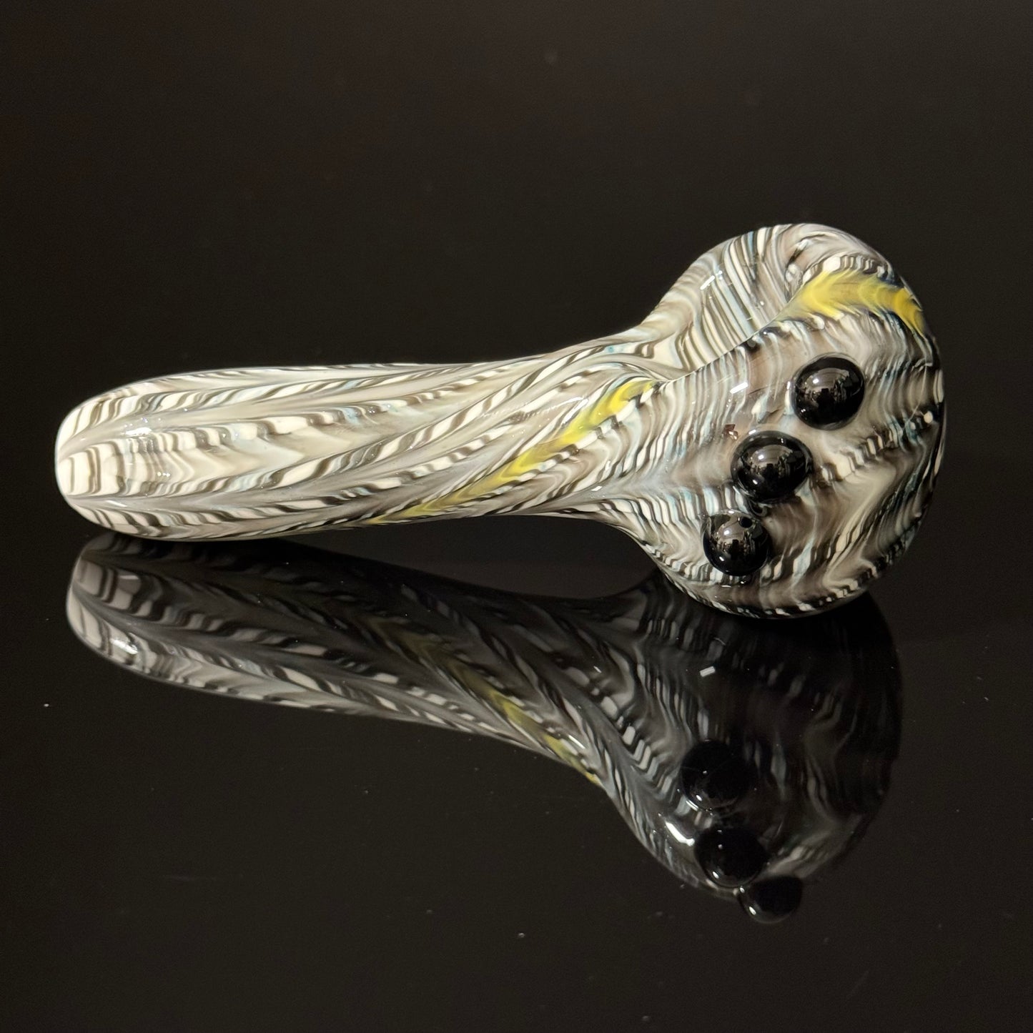 Solid White Pipe with a Multicolor Wrap Heady Hand Blown