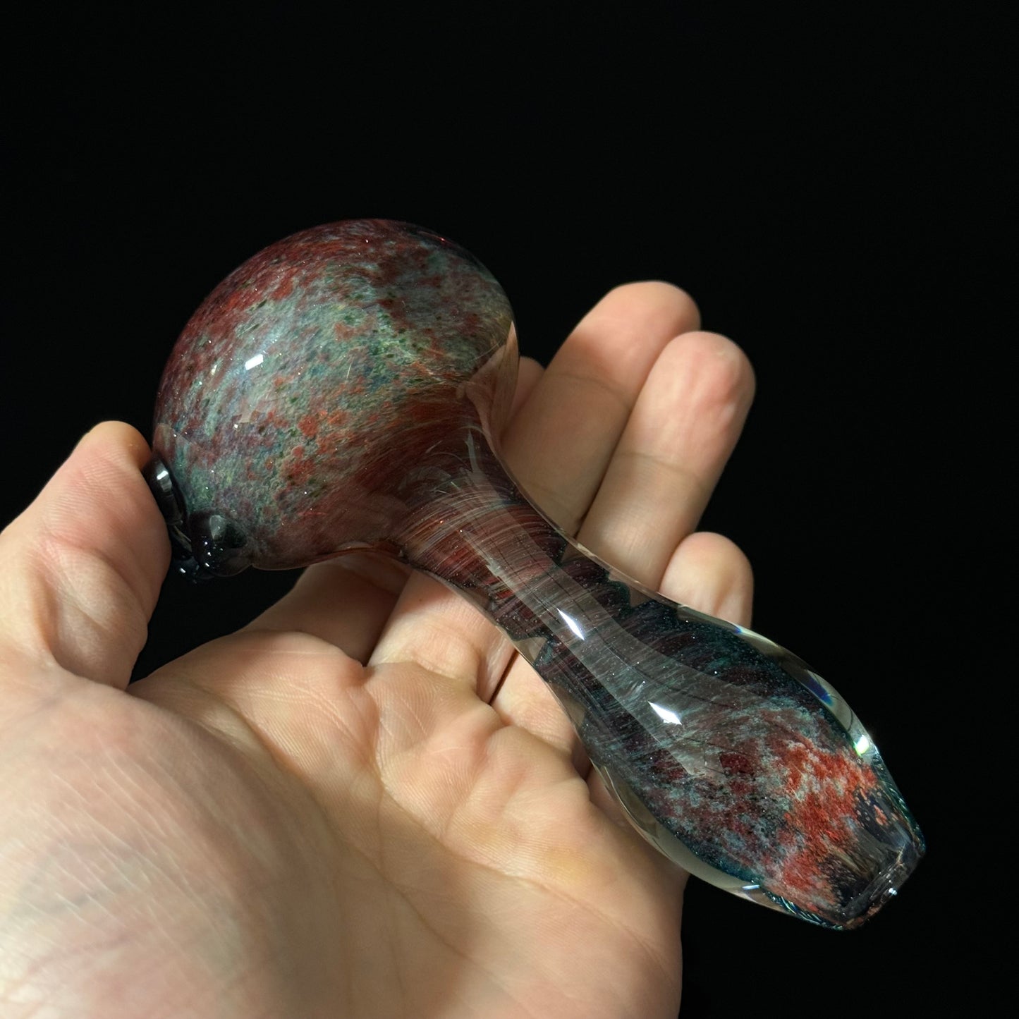 Heavy Inside out Sparkle Blue, Red & White Glass Pipe Heady Pipe Hand Blown