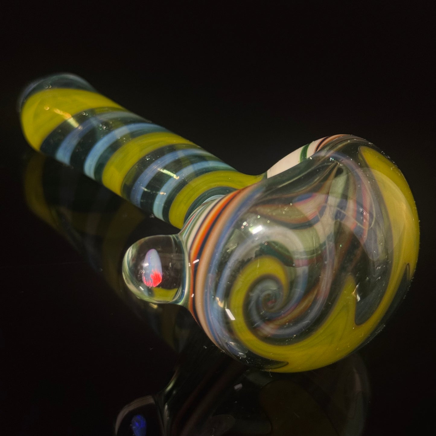 Full Linework Switchback Glass Pipe, Heady Hand Blown with An Opal