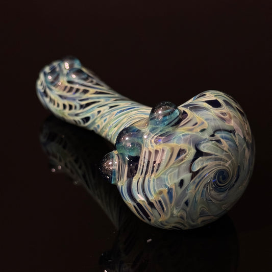 Blue Cobalt Wrapped Color Glass Heady Pipe Hand Blown