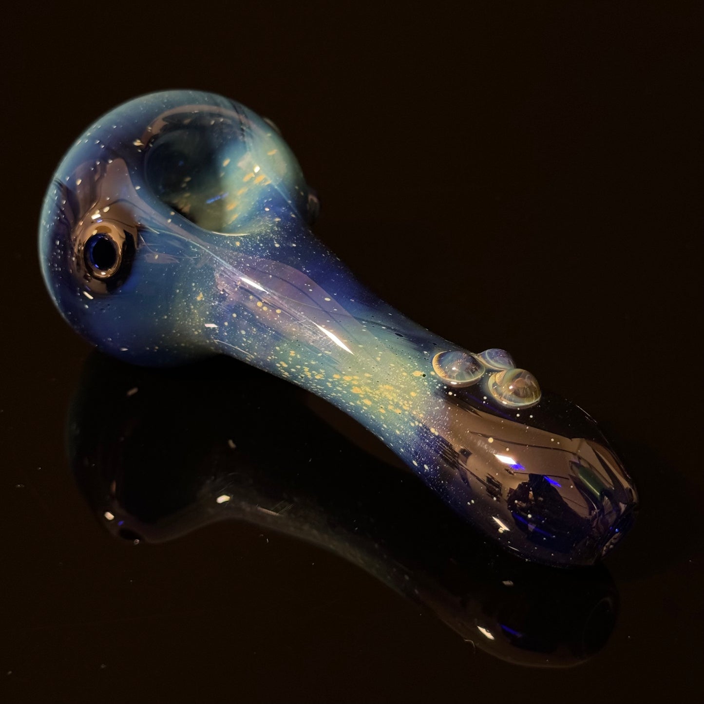 Blue Space Galaxy Nebula Glass Pipe Silver Fumed Glass Pipe, Heady Hand Blown