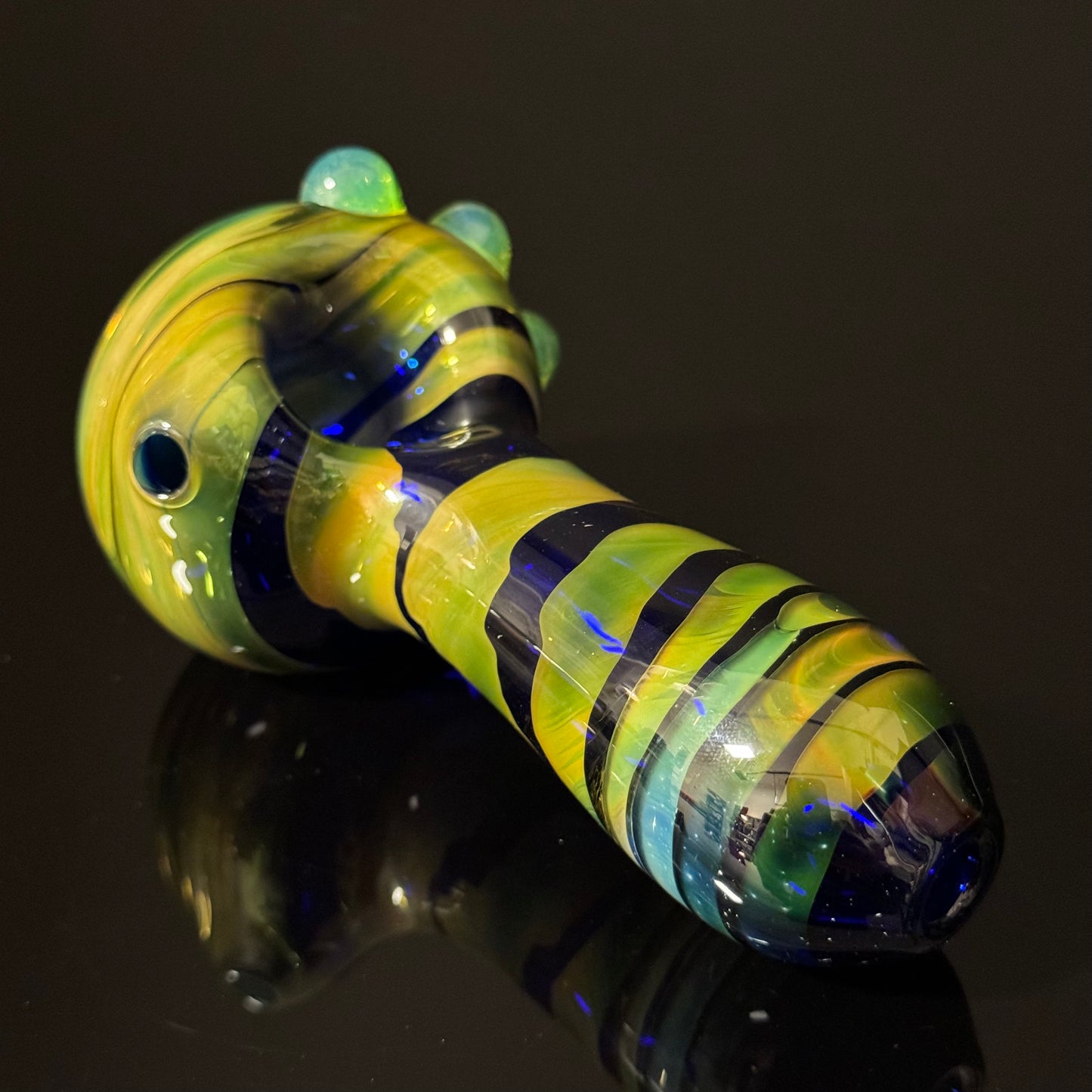 Green Wrapped Glass Pipe with Slyme Heady Pipe Hand Blown