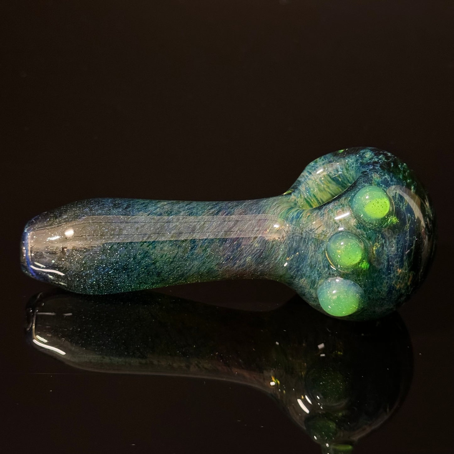 Inside out Sparkle Black & Green Glass Pipe Heady Pipe Hand Blown Extra Thick