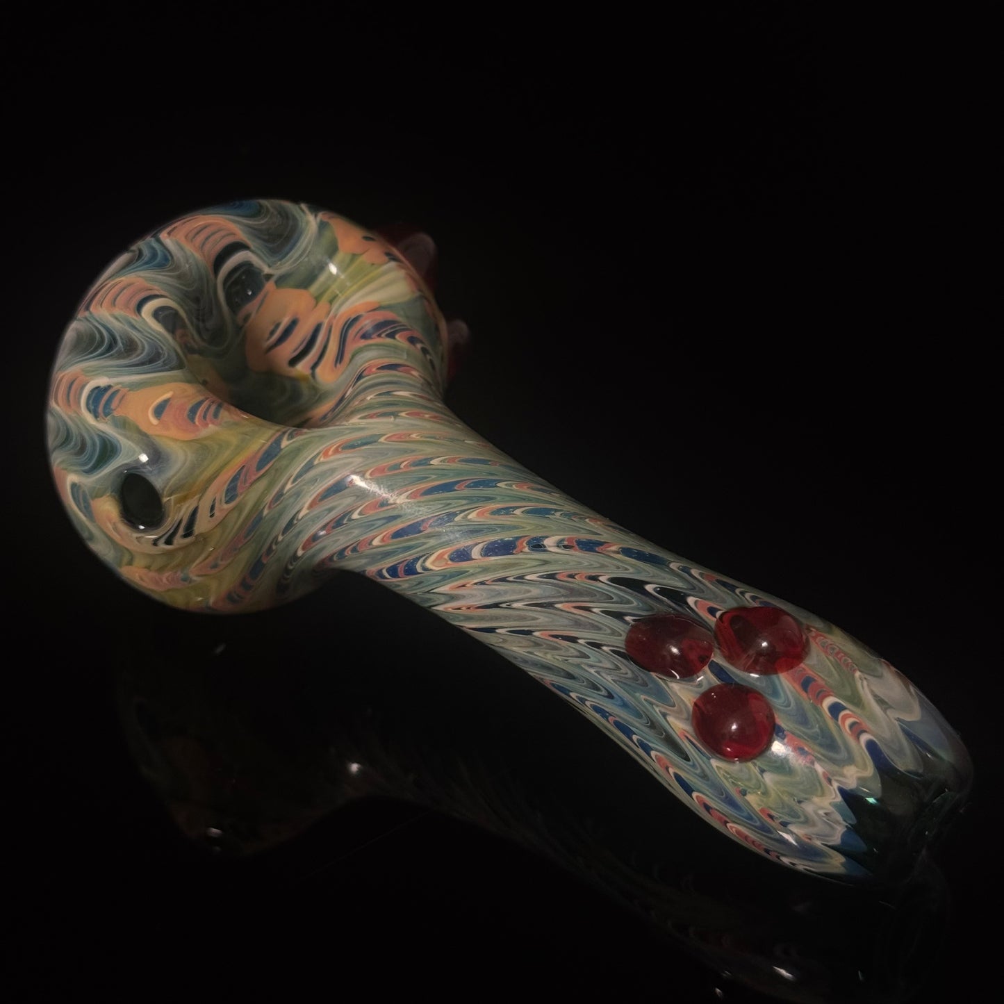 Blue Cobalt Wrapped Color Glass Heady Pipe Hand Blown