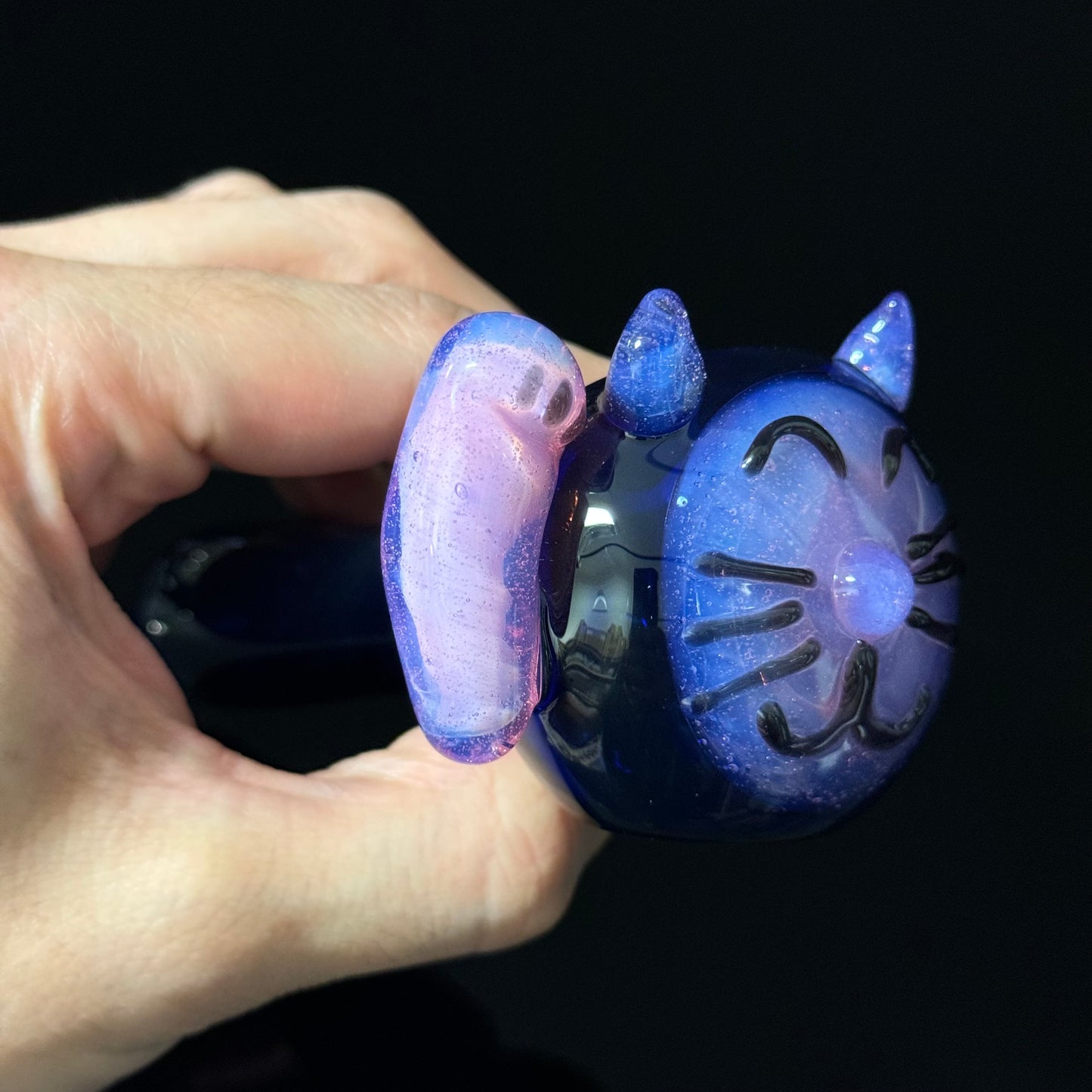 Cat Face Pink Slyme Glass Pipe Heady Pipe Hand Blown Cat Pipe