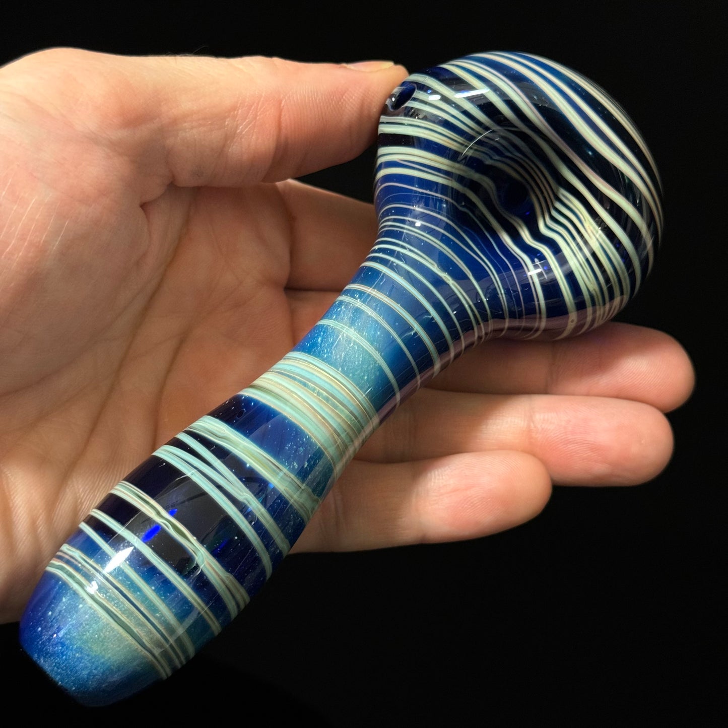 Blue Cobalt Wrapped Color Glass Heady Pipe Hand Blown