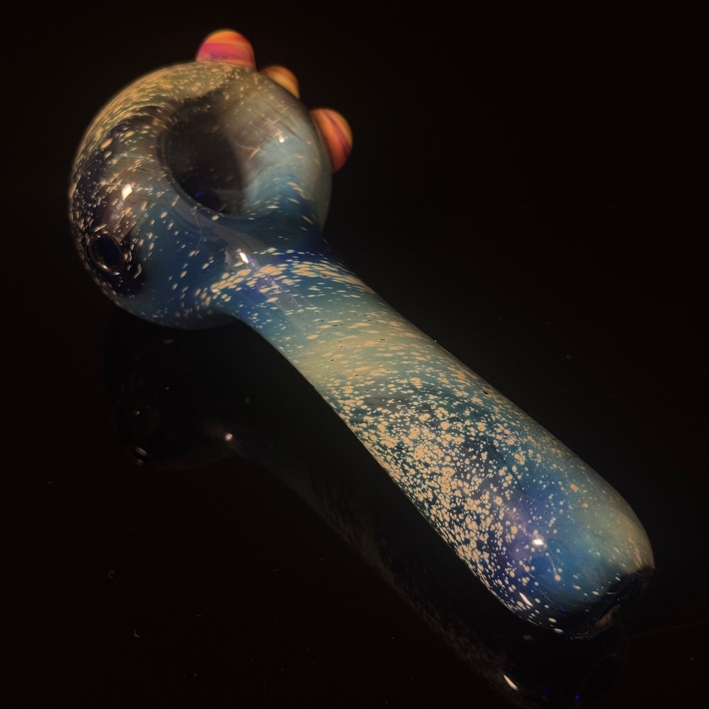 Blue with Slyme Space Galaxy Nebula Glass Pipe Silver Fumed Glass Pipe, Heady Hand Blown