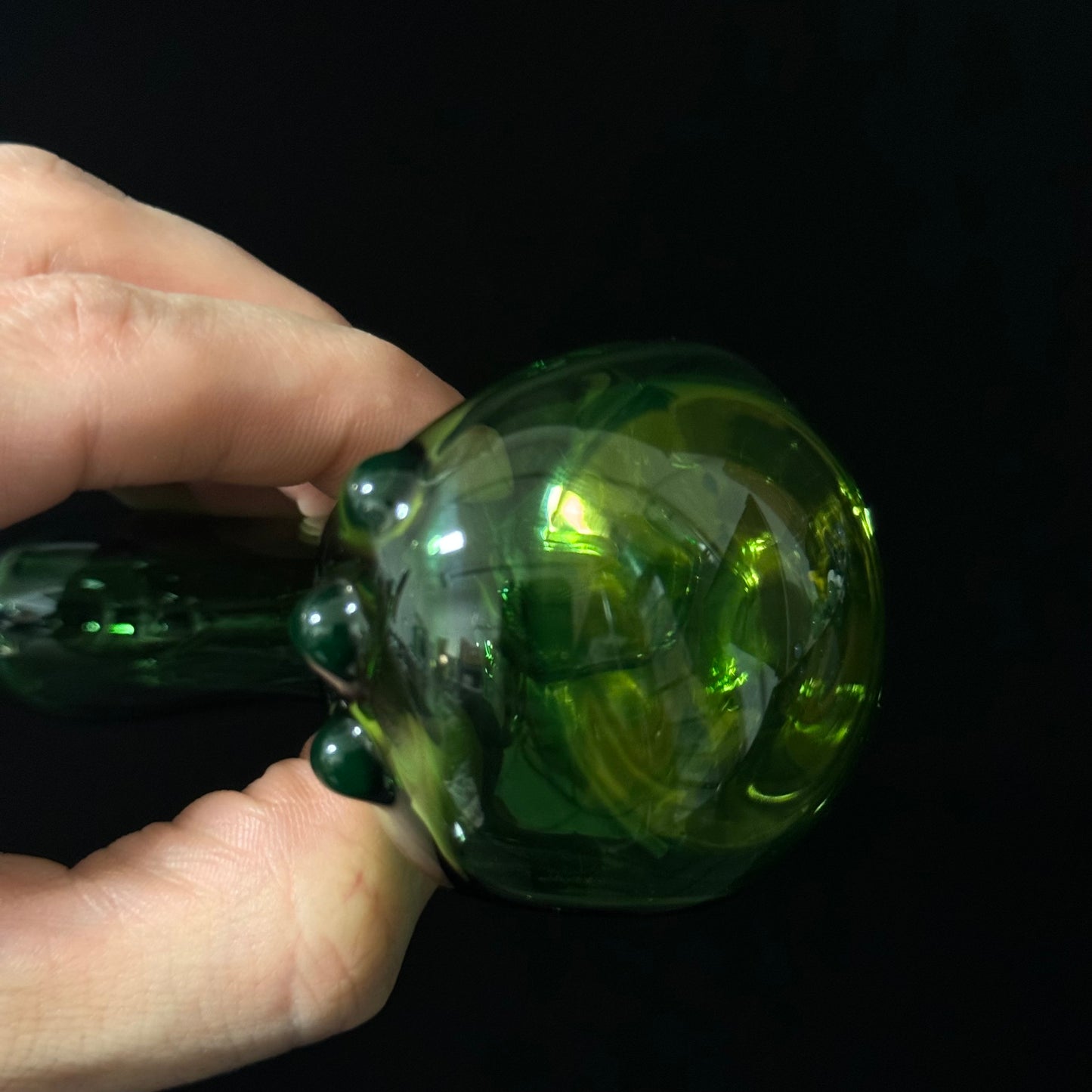 Solid Green Color Glass Heady Pipe Hand Blown