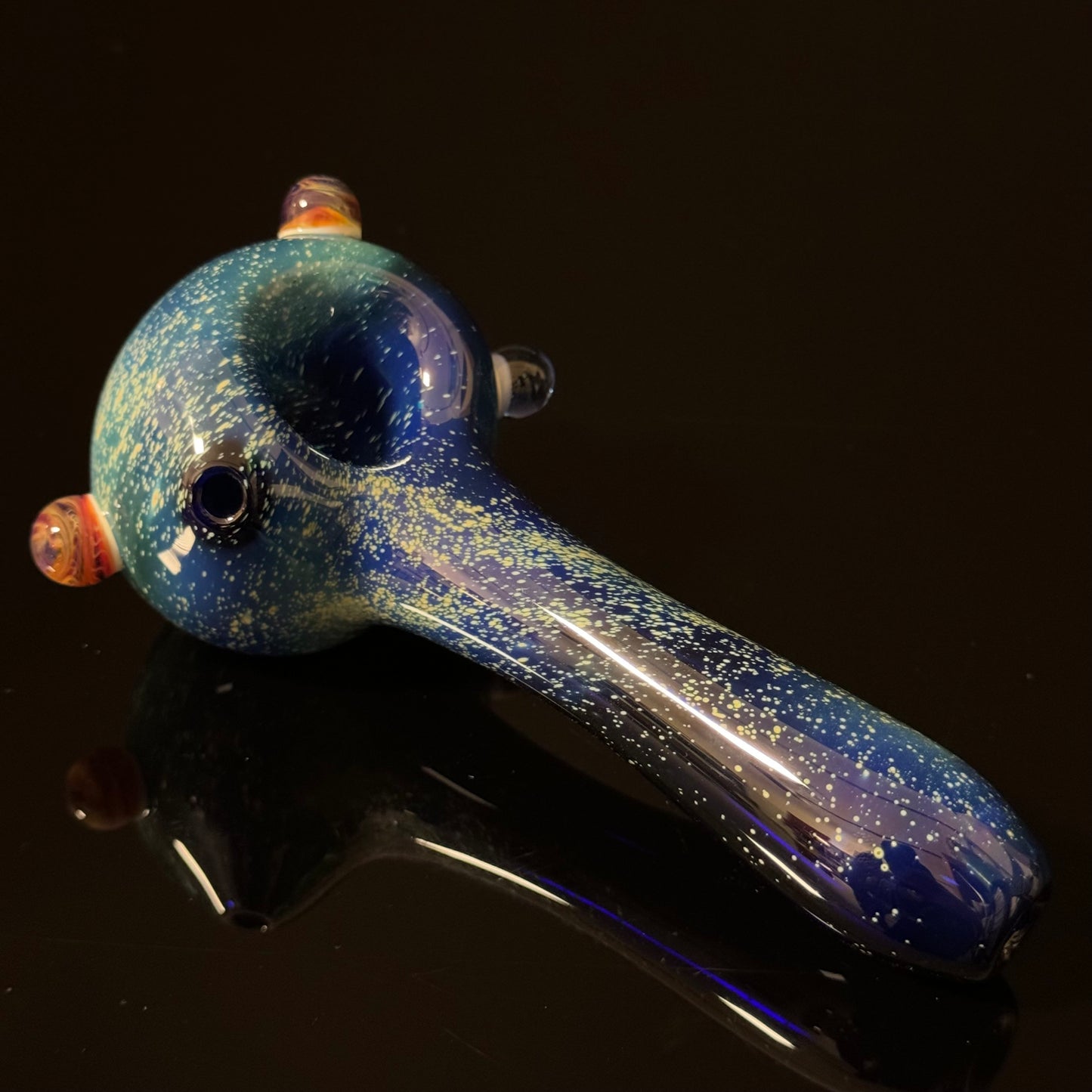 Blue Space Galaxy Nebula Glass Pipe Silver Fumed Glass Pipe, Heady Hand Blown