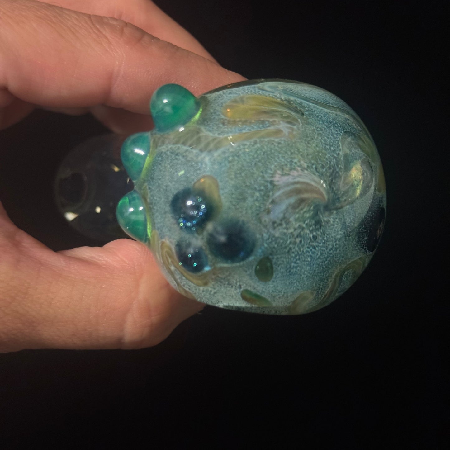 Green Multicolor Inside Out Glass Pipe Heady Pipe Hand Blown Extra Thick