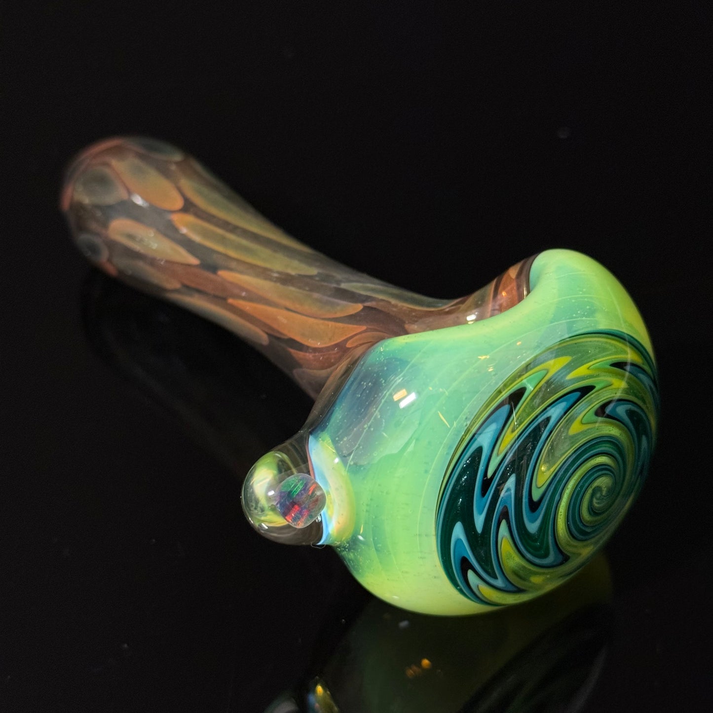 Slyme Color Linework Glass Pipe, Heady Hand Blown with An Opal