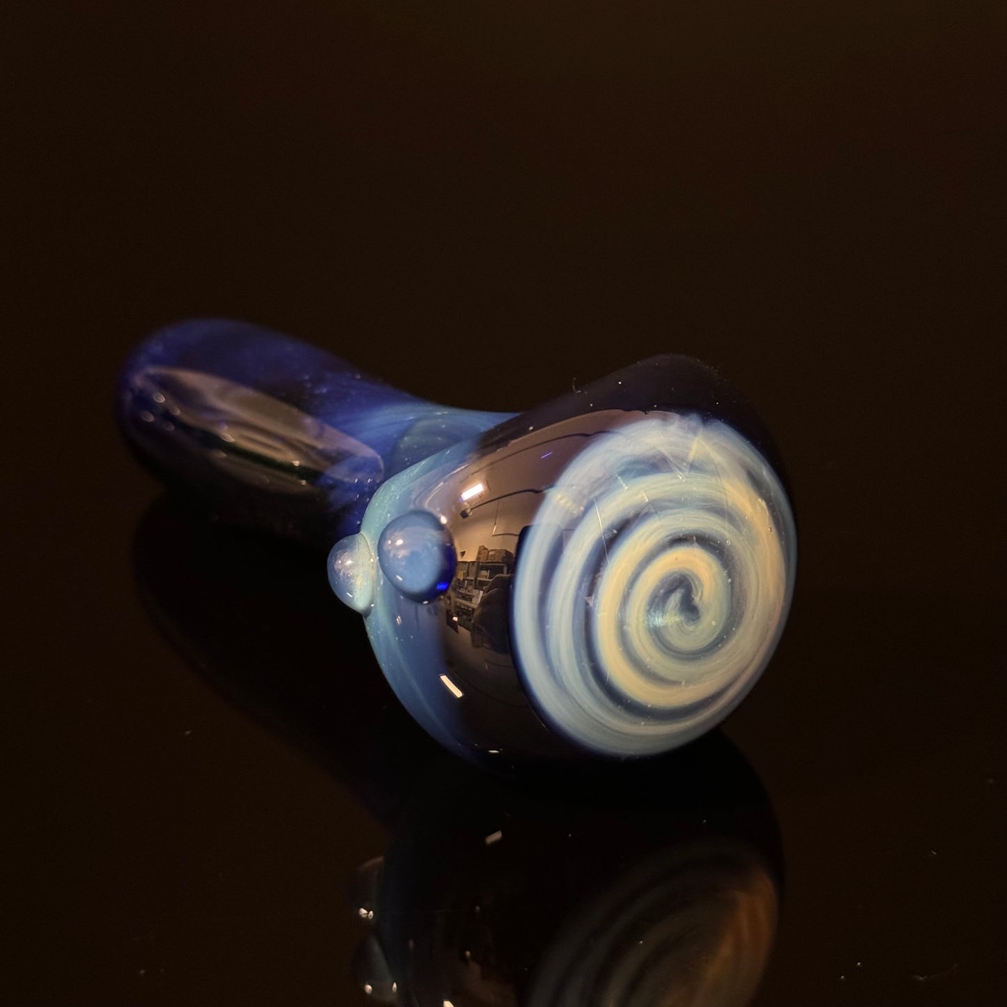 Blue Fumed Cobalt Wrapped Color Glass Heady Pipe Hand Blown