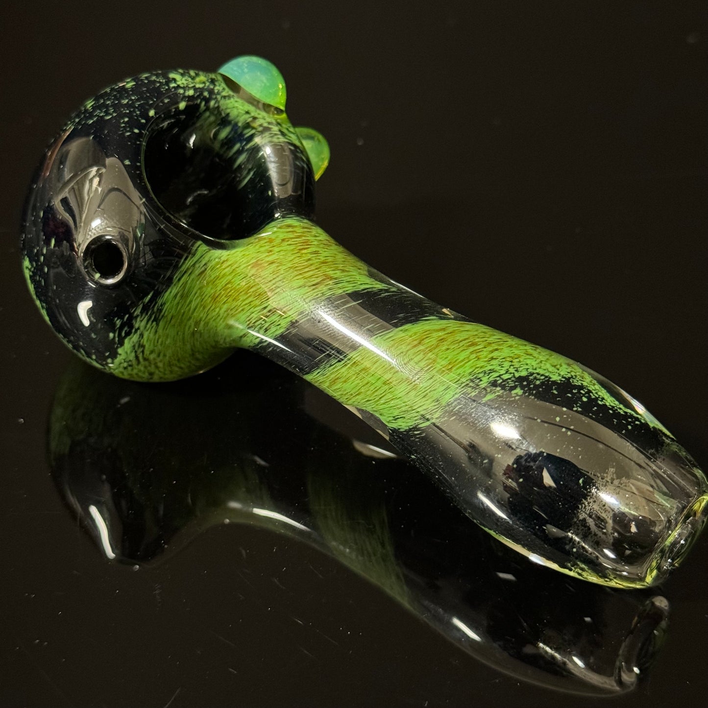 Inside out Black & Green Glass Pipe Heady Pipe Hand Blown Extra Thick