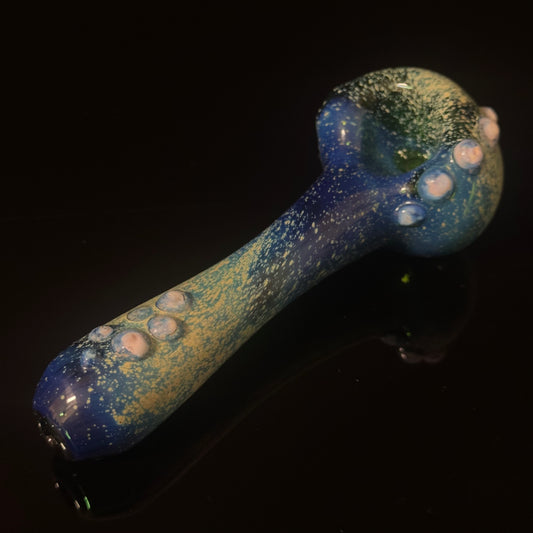 Blue with Pink Slyme Space Galaxy Nebula Glass Pipe Silver Fumed Glass Pipe, Heady Hand Blown